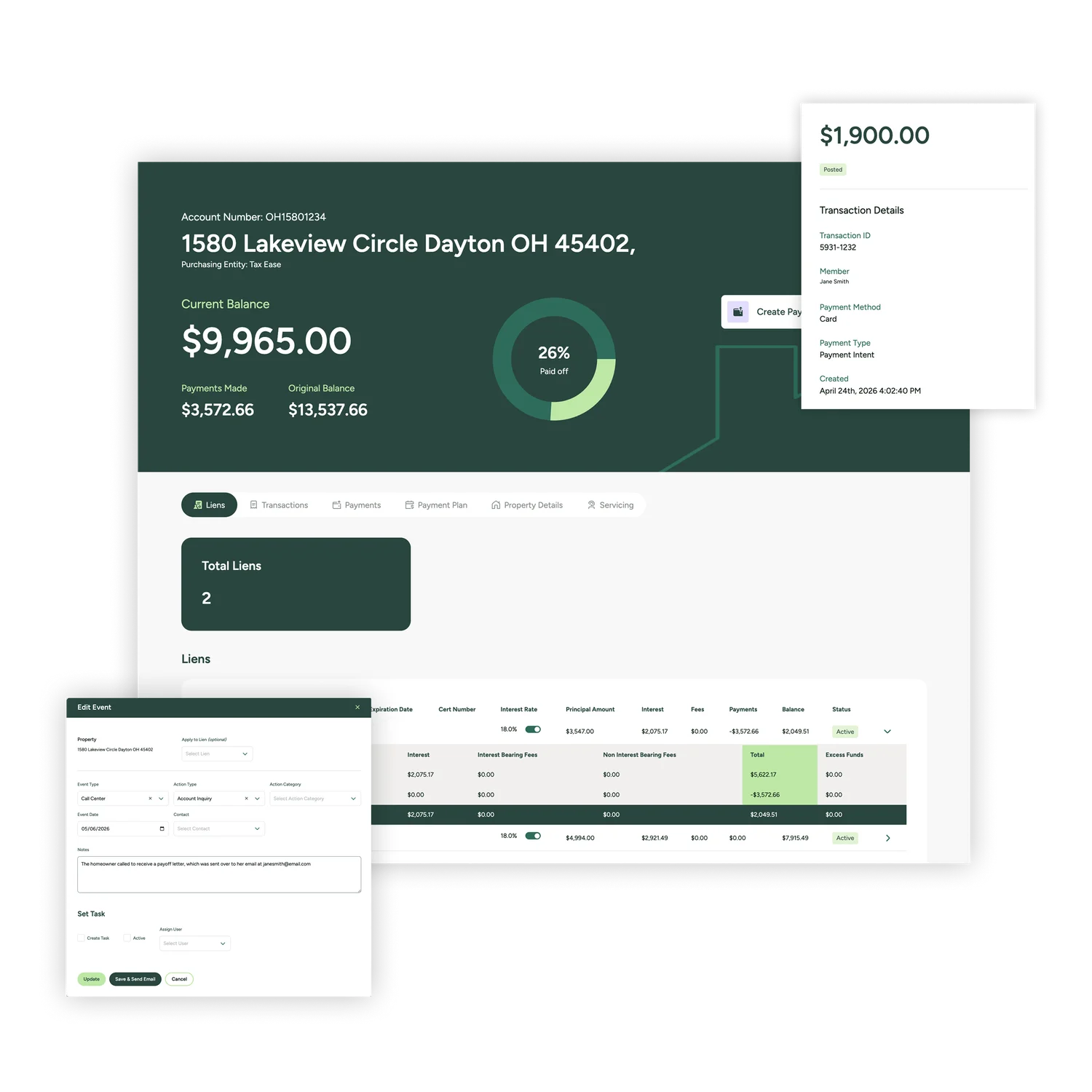 The Rooph platform dashboard showing account balances, payment progress, and parcel statuses